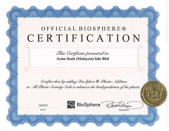 Acme Seals Bio Certificate